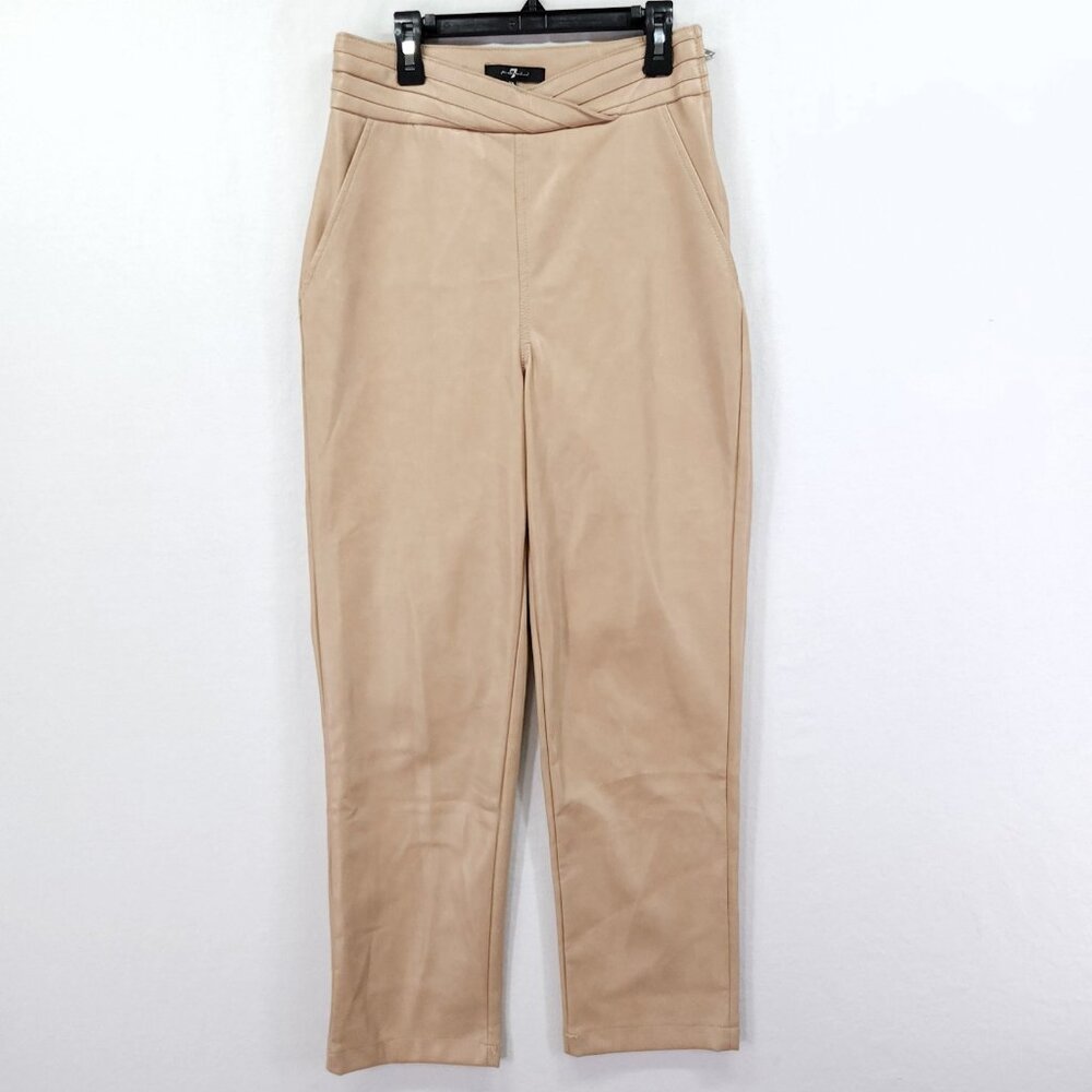 7 for All Mankind Beige Faux Leather Soft Stretch Pants Womens Size XS